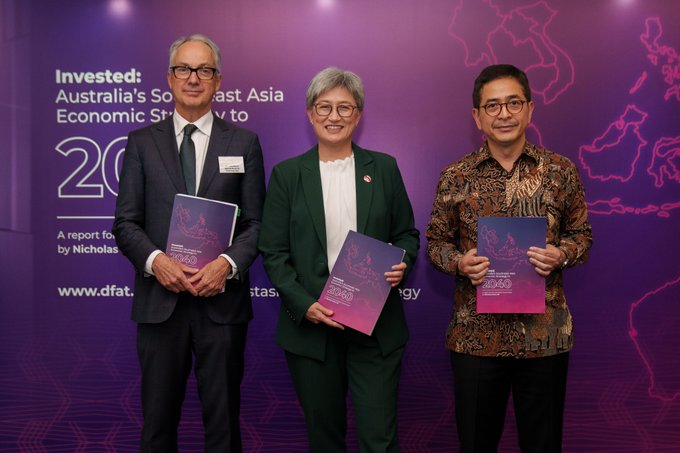 Foreign Minister Penny Wong, Special Envoy for Southeast Asia Nicholas Moore launch Australia’s new Southeast Asia Strategy to 2040 in Indonesia.