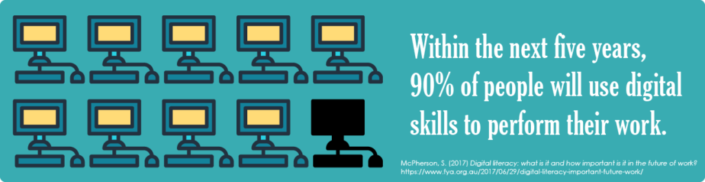 10 computers divided into 2 rows of 5 with the bottom right hand computer displayed in black.