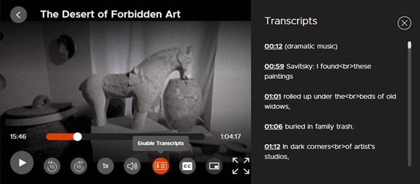 Video screenshot with transcript enabled on the right side of the screen.
